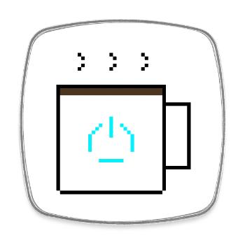 Power-Up Kaffee: Retro Pixel Art Gaming Design - Viereckiger Kühlschrankmagnet - Weiß - Vorne