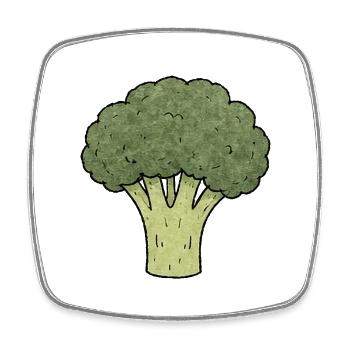 PETITS ACTIVISTES | Brocoli - Magnet carré - blanc - Devant