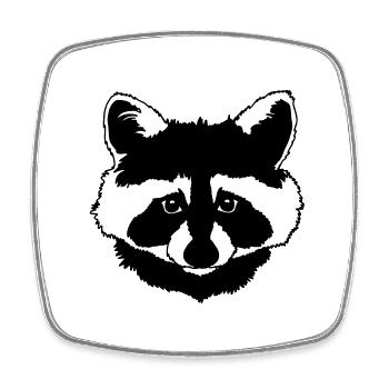 Raccoon head black and white - Square fridge magnet - white - Front