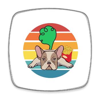 Funny Bulldog. Funny bulldog. Bulldog farts. - Square fridge magnet - white - Front