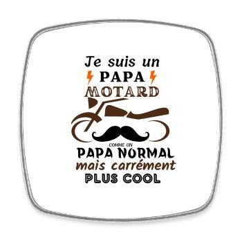 Papa motard - cadeau père moto - Magnet carré - blanc - Devant