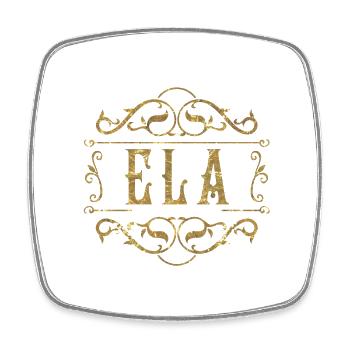 Ela gold - Viereckiger Kühlschrankmagnet - Weiß - Vorne