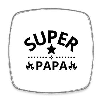 SUPER PAPA - Magnet carré - blanc - Devant