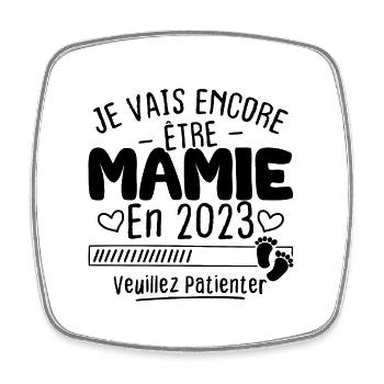 Mamie en 2023 / Cadeau future mamie 2023 - Magnet carré - blanc - Devant
