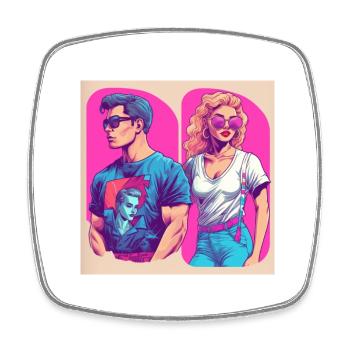 Man and woman of the 90s - Square fridge magnet - white - Front