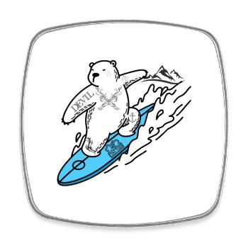 Surfbär - Viereckiger Kühlschrankmagnet - Weiß - Vorne