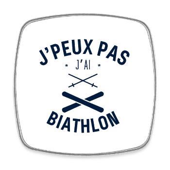 J peux pas j ai Biathlon - Magnet carré - blanc - Devant