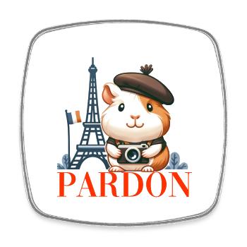 Niedlicher Meerschweinchen-Fotograf Paris - Viereckiger Kühlschrankmagnet - Weiß - Vorne