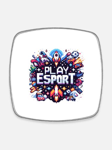 Play Pixel - Viereckiger Kühlschrankmagnet - Weiß