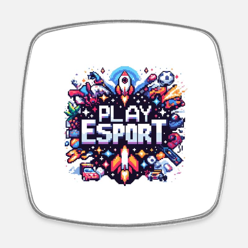 Play Pixel - Viereckiger Kühlschrankmagnet - Weiß