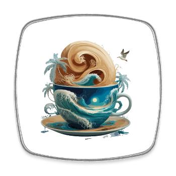 Tropical Beach Waves Kaffeetasse für eine - Viereckiger Kühlschrankmagnet - Weiß - Vorne
