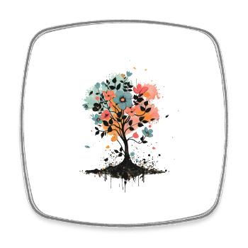 Colorful Floral Tree Minimal Painting - Square fridge magnet - white - Front