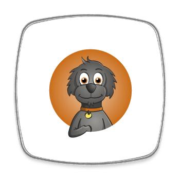 Illustration des Kopfes eines fröhlichen Hundes. - Viereckiger Kühlschrankmagnet - Weiß - Vorne