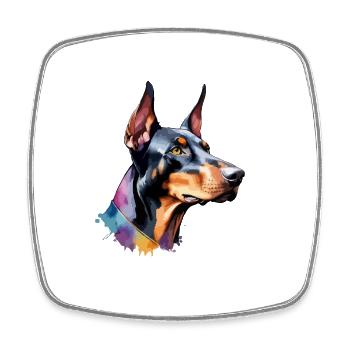 Dobermann Hund Cool Bunt Groß - Viereckiger Kühlschrankmagnet - Weiß - Vorne