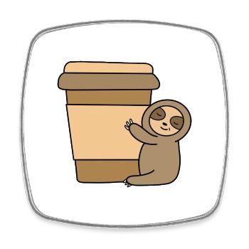 Coffee Sloth. - Square fridge magnet - white - Front