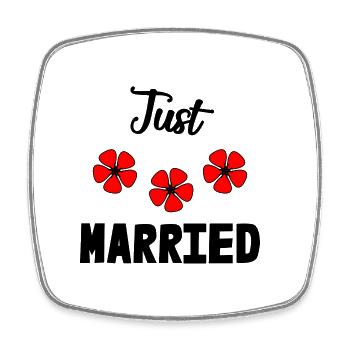 GERADE VERHEIRATET. Junggesellinnenabschied. HEILIGER VALENTIN. PAAR - Viereckiger Kühlschrankmagnet - Weiß - Vorne