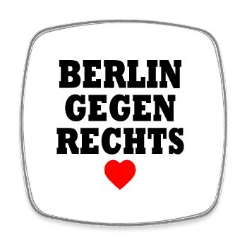 Berlin gegen rechts - Viereckiger Kühlschrankmagnet - Weiß - Vorne