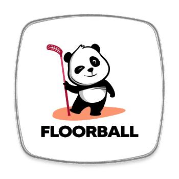 Floorball « Floorballtime » Joueur de floorball Bandy - Magnet carré - blanc - Devant