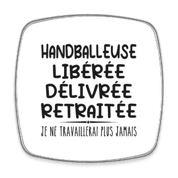 Handballerin feiert ihren Rücktritt mit Humor cadea - Viereckiger Kühlschrankmagnet - Weiß - Vorne