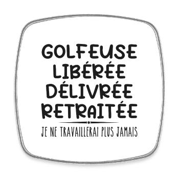 Golfer feiert Ruhestand mit Humor Geschenk - Viereckiger Kühlschrankmagnet - Weiß - Vorne