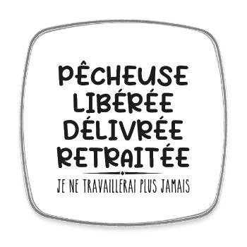 Fisherwoman Celebrates Retirement with Humor Gift - Square fridge magnet - white - Front