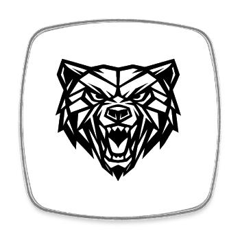 Geometric-style grizzly bear - Square fridge magnet - white - Front