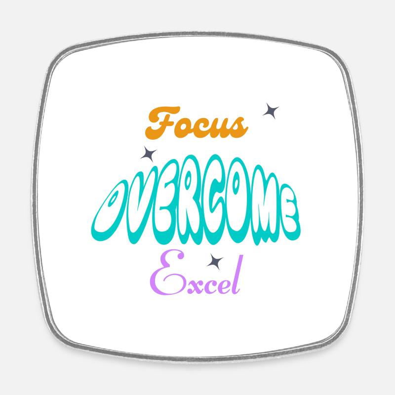 Fucus, Overcome, Excel typography - Square fridge magnet - white