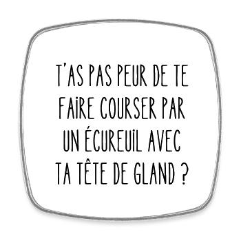 tête de gland - Magnet carré - blanc - Devant