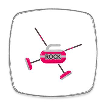 Curling Curling Curling Stone Curler - Square fridge magnet - white - Front