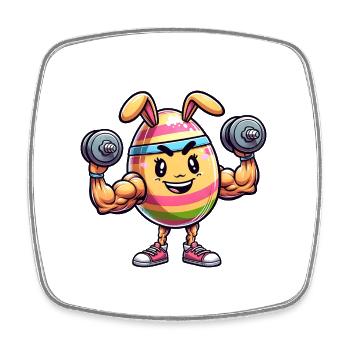 Oeuf de Pâques Oeuf de Pâques Haltère Fitness Musculation - Magnet carré - blanc - Devant