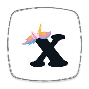 Unicorn Letter Rainbow Style "X" | be unique - Square fridge magnet - white - Front