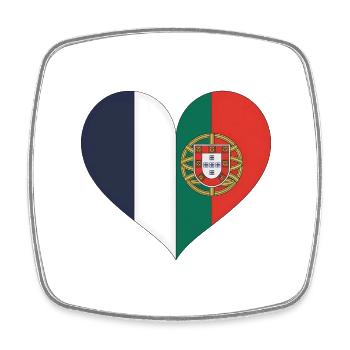 France Portugal Flag Coeur - Magnet carré - blanc - Devant