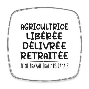 Farmer celebrates her retirement with humour - Square fridge magnet - white - Front