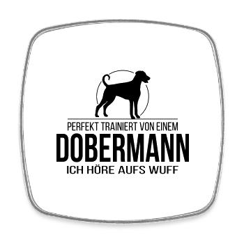 DOBERMANN wuff - Viereckiger Kühlschrankmagnet - Weiß - Vorne