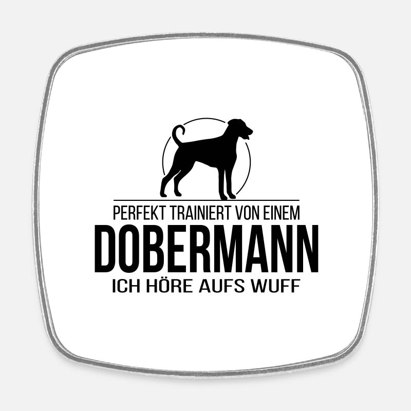 DOBERMANN wuff - Viereckiger Kühlschrankmagnet - Weiß