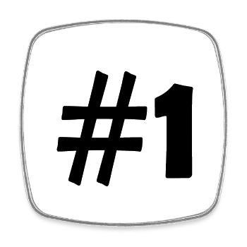 #1 - Square fridge magnet - white - Front