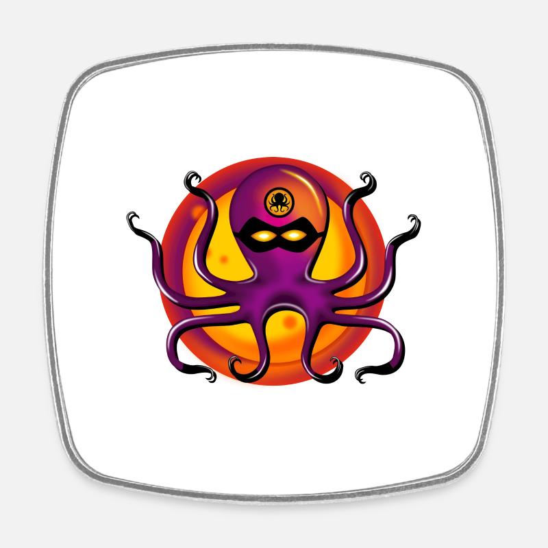 Mysterious Octopus - Square fridge magnet - white