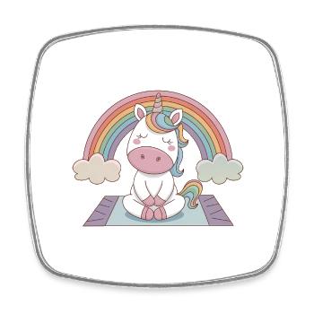 licorne de yoga - Magnet carré - blanc - Devant