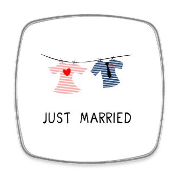 JUST MARRIED. MARRIED. LONG LIVE THE MARYS - Square fridge magnet - white - Front