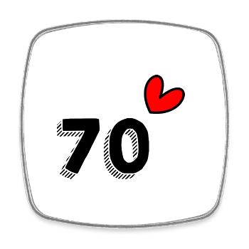 70 JAHRE. 70-jähriges JUBILÄUM. JUBILÄUM 70 JAHRE. 70 - Viereckiger Kühlschrankmagnet - Weiß - Vorne