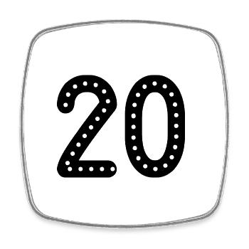 20 ANS. 20e ANNIVERSAIRE. ANNIVERSAIRE 20 ANS. 20 - Magnet carré - blanc - Devant