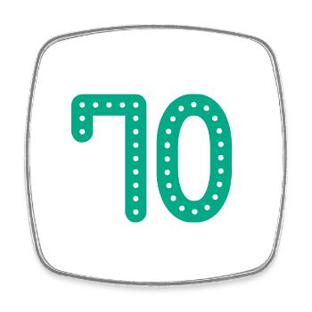 70 YEARS. 70th ANNIVERSARY. ANNIVERSARY 70 YEARS. 70 - Square fridge magnet - white - Front