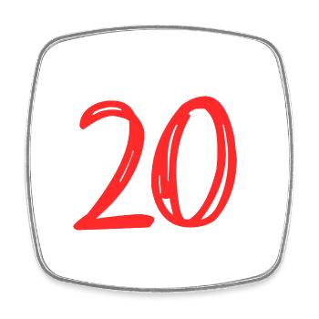20 ANS. 20e ANNIVERSAIRE. ANNIVERSAIRE 20 ANS. 20 - Magnet carré - blanc - Devant