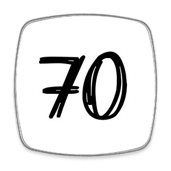 70 YEARS. 70TH ANNIVERSARY. BIRTHDAY 70 YEARS. 70 - Square fridge magnet - white - Front