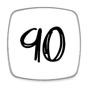 90 JAHRE. 90-JÄHRIGES JUBILÄUM. GEBURTSTAG 90 JAHRE. 90 - Viereckiger Kühlschrankmagnet - Weiß - Vorne
