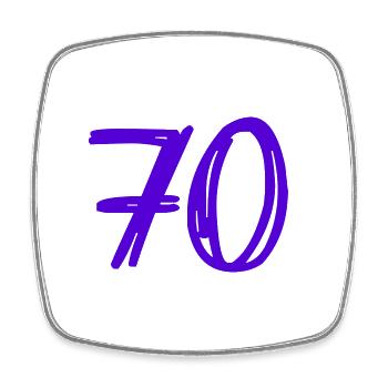 70 YEARS. 70TH ANNIVERSARY. BIRTHDAY 70 YEARS. 70 - Square fridge magnet - white - Front