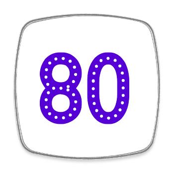 80 YEARS. 80TH ANNIVERSARY. BIRTHDAY 80 YEARS. 80 - Square fridge magnet - white - Front