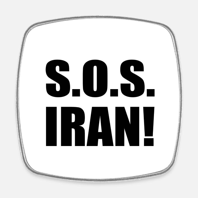 Sos iran - Magnet carré - blanc