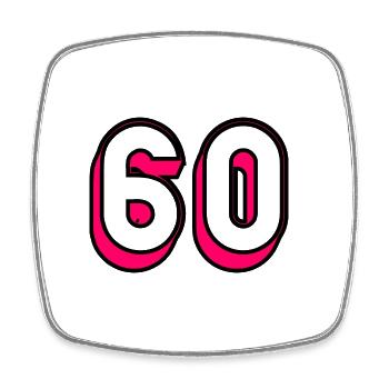 60 JAHRE. 60-JÄHRIGES JUBILÄUM. GEBURTSTAG 60 JAHRE. 60 - Viereckiger Kühlschrankmagnet - Weiß - Vorne