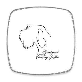 Pointage à poil dur Griffon profil chiens chien de chasse - Magnet carré - blanc - Devant